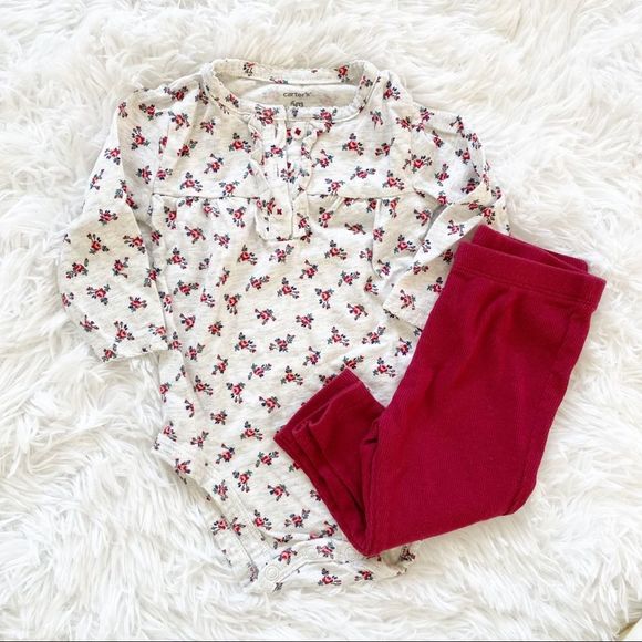 Carter's Other - Carter's Baby Girl Long Sleeve Floral Matching Set Size 6 Months